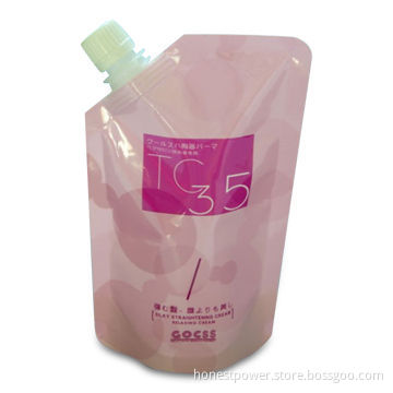 Cosmetic Packaging with Spout/Bottom Gusset, Customized Print Designs and Sizes are Accepted